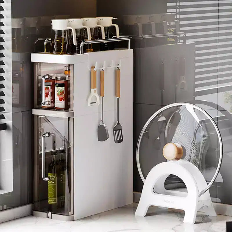 Plastic Kitchen Storage Rack - Multi-Functional Household Desktop Storage Cabinet, Spice Jar Organizer, Drawer Storage, Gap Cabinet