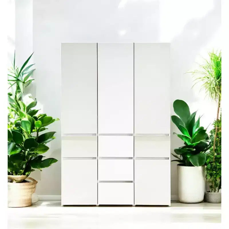 70.9 in.H x 17.72 in.W White Wood Composite Closet System for Universal Storage with Storage Bins