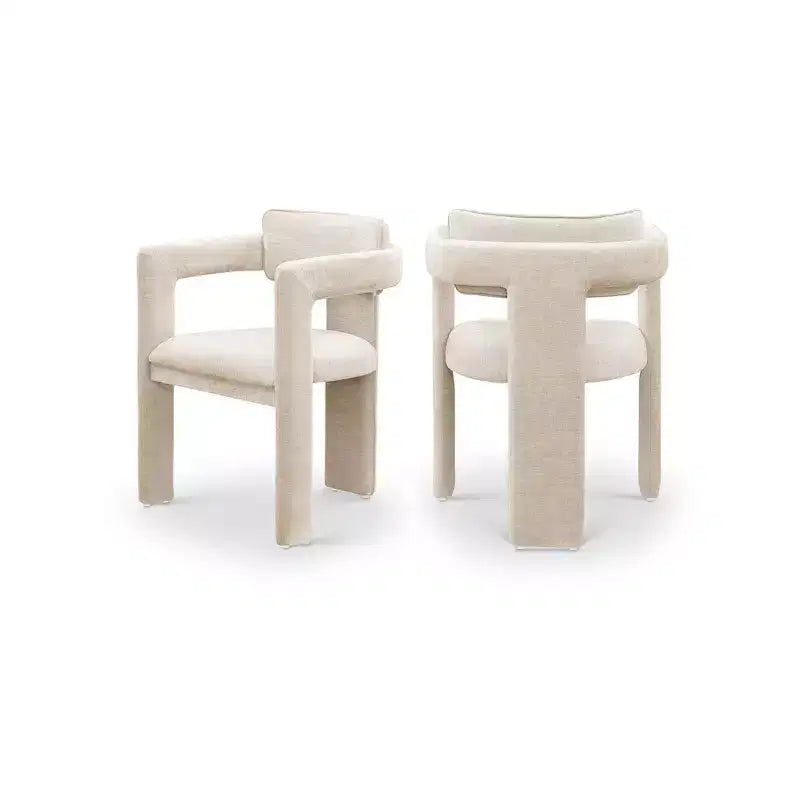 Meridian Furniture,Brenda Beige Chenille Fabric Dining Chair, Set of 2