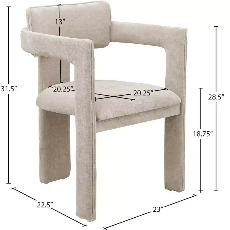 Brenda Beige Chenille Fabric Dining Chair, Set of 2
