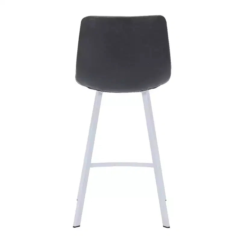 Elland Leather Bar Stool  Modern Counter Height Stool with White Stainless Steel Legs for Kitchen Island or Home Bar Set of 2