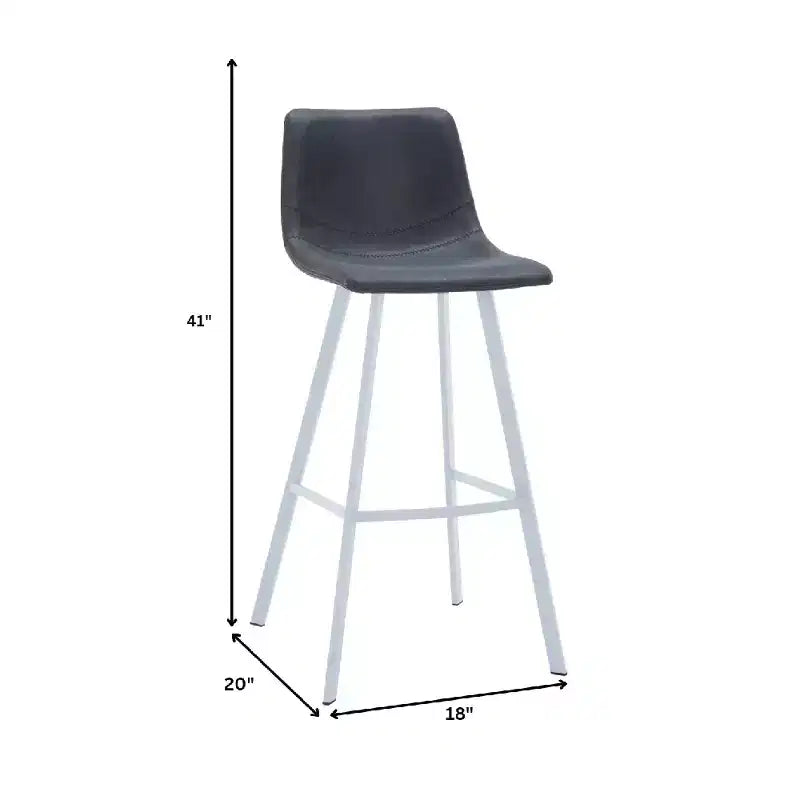 Elland Leather Bar Stool  Modern Counter Height Stool with White Stainless Steel Legs for Kitchen Island or Home Bar Set of 2