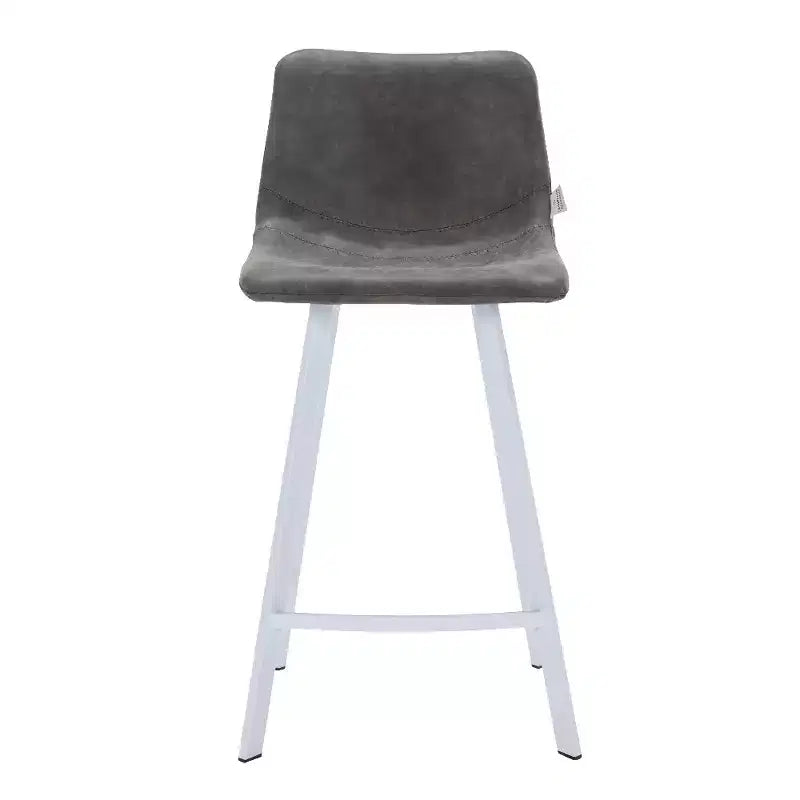Elland Leather Bar Stool  Modern Counter Height Stool with White Stainless Steel Legs for Kitchen Island or Home Bar Set of 2