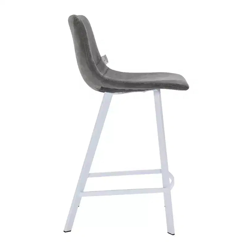 Elland Leather Bar Stool  Modern Counter Height Stool with White Stainless Steel Legs for Kitchen Island or Home Bar Set of 2