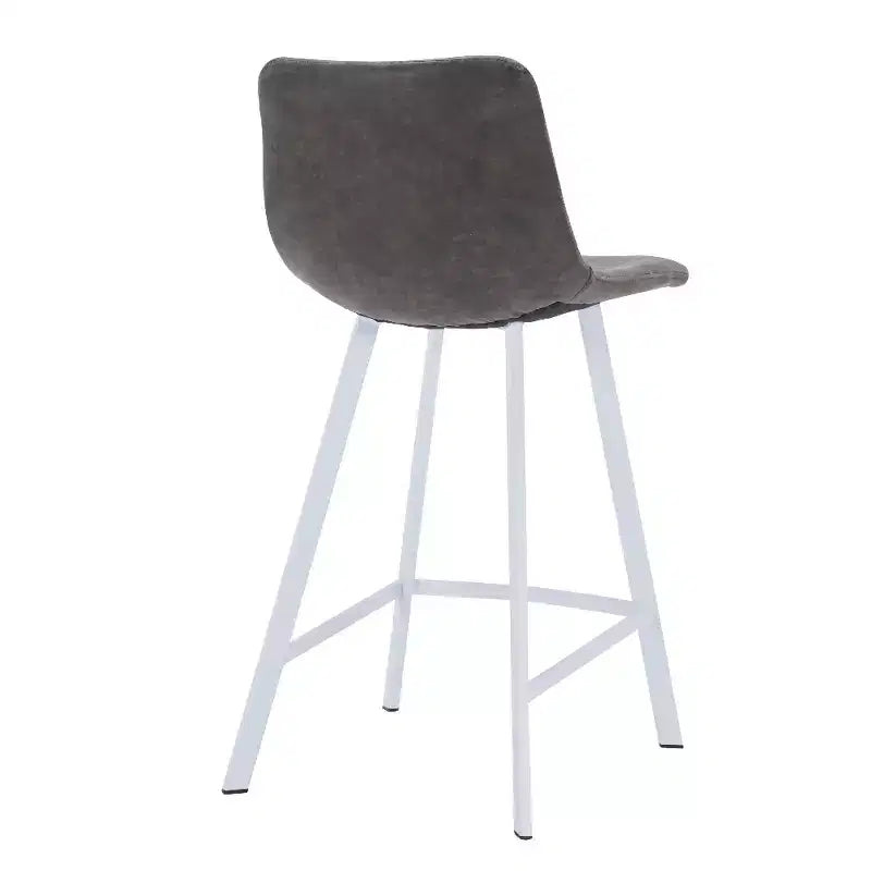 Elland Leather Bar Stool  Modern Counter Height Stool with White Stainless Steel Legs for Kitchen Island or Home Bar Set of 2