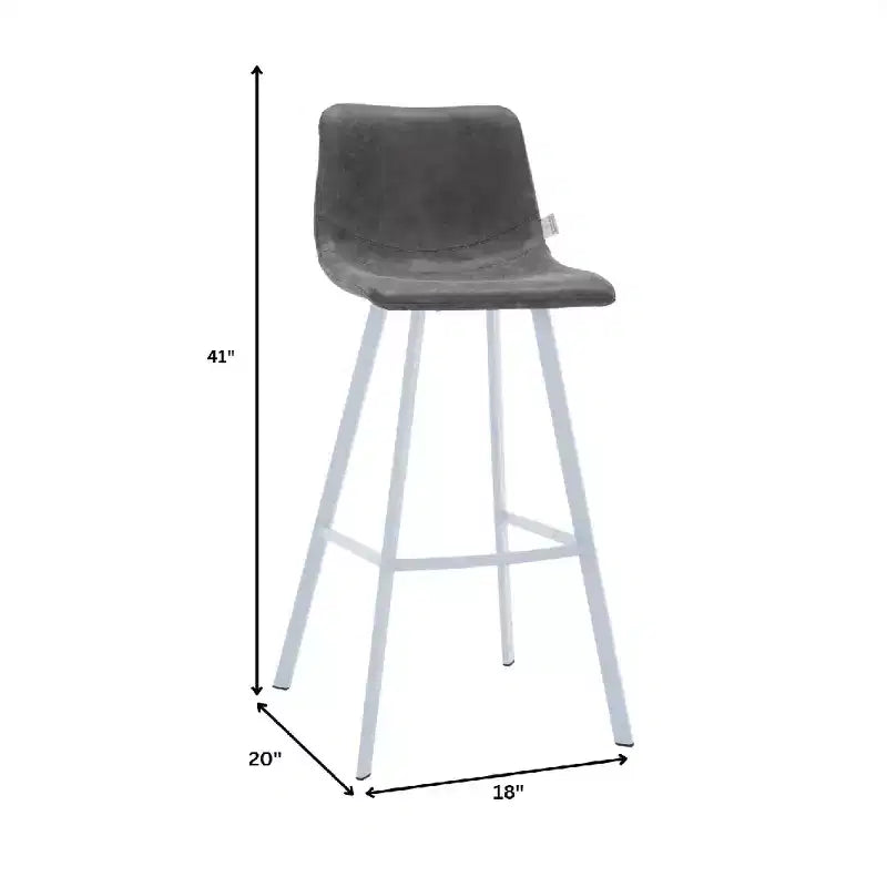 Elland Leather Bar Stool  Modern Counter Height Stool with White Stainless Steel Legs for Kitchen Island or Home Bar Set of 2