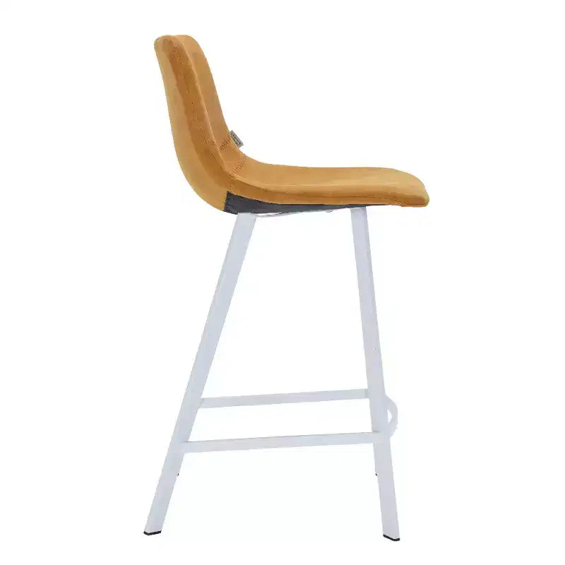 Elland Leather Bar Stool  Modern Counter Height Stool with White Stainless Steel Legs for Kitchen Island or Home Bar Set of 2