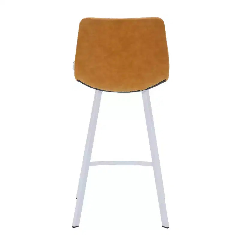 Elland Leather Bar Stool  Modern Counter Height Stool with White Stainless Steel Legs for Kitchen Island or Home Bar Set of 2