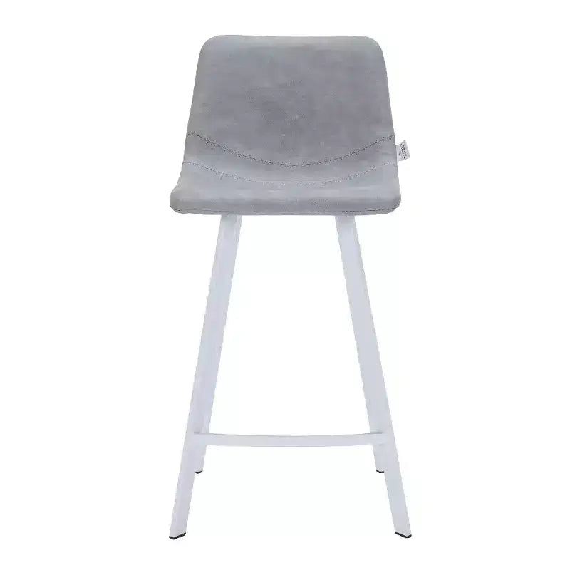 Elland Leather Bar Stool  Modern Counter Height Stool with White Stainless Steel Legs for Kitchen Island or Home Bar Set of 2