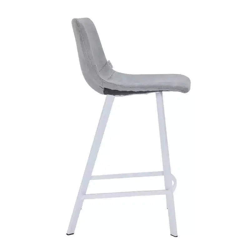 Elland Leather Bar Stool  Modern Counter Height Stool with White Stainless Steel Legs for Kitchen Island or Home Bar Set of 2