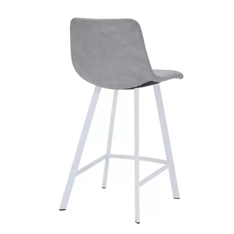 Elland Leather Bar Stool  Modern Counter Height Stool with White Stainless Steel Legs for Kitchen Island or Home Bar Set of 2