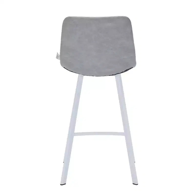 Elland Leather Bar Stool  Modern Counter Height Stool with White Stainless Steel Legs for Kitchen Island or Home Bar Set of 2