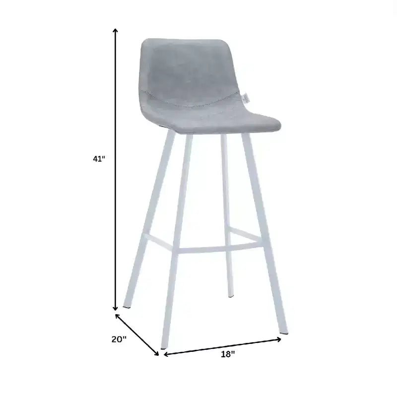 Elland Leather Bar Stool  Modern Counter Height Stool with White Stainless Steel Legs for Kitchen Island or Home Bar Set of 2