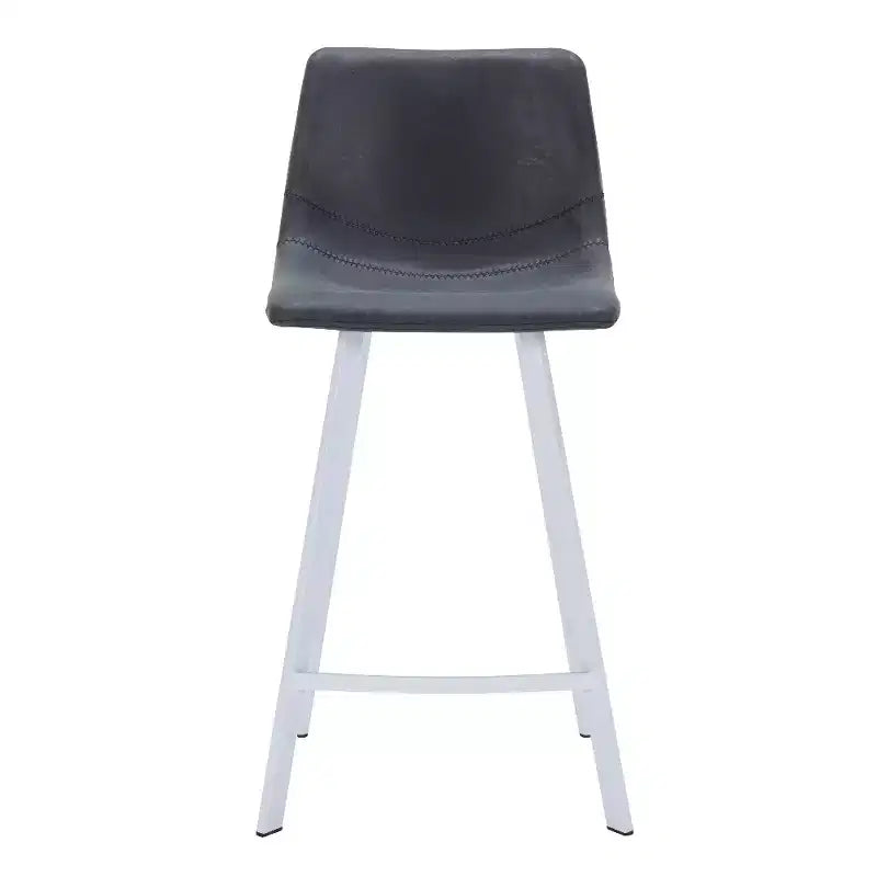 Elland Leather Bar Stool  Modern Counter Height Stool with White Stainless Steel Legs for Kitchen Island or Home Bar Set of 2