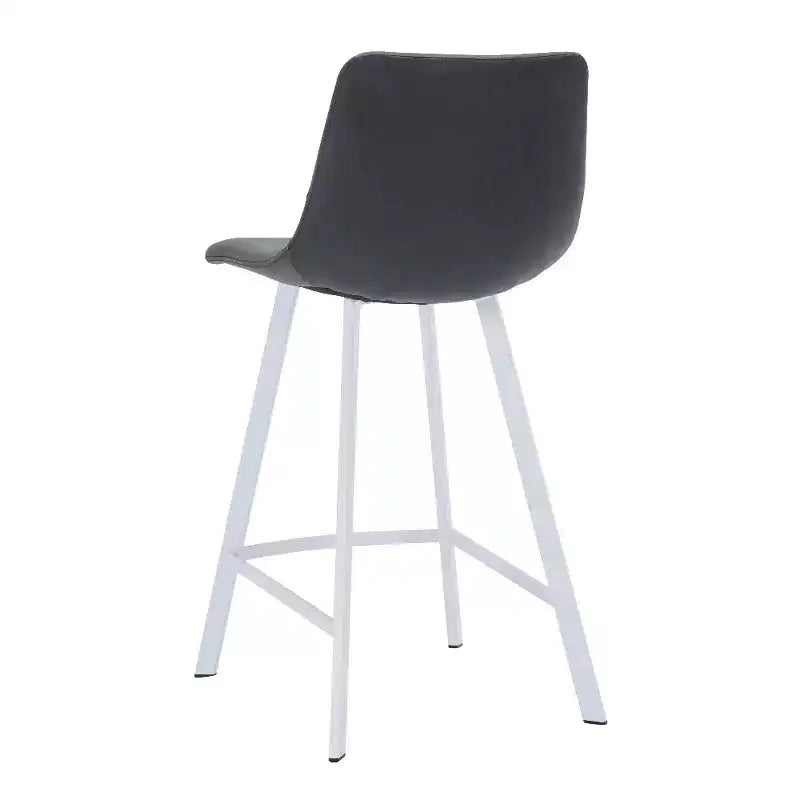 Elland Leather Bar Stool  Modern Counter Height Stool with White Stainless Steel Legs for Kitchen Island or Home Bar Set of 2