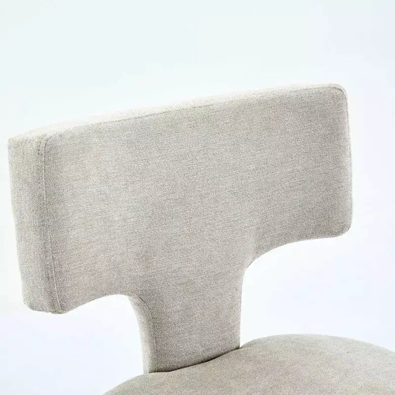 Set of 2 Mid Century Counter Height Bar Stools, Farmhouse Linen Fabric Upholstered Kitchen Accent Chair Curved Backrest
