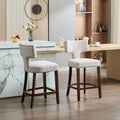 CLIHOME Set of 2 Mid Century Counter Height Bar Stools, Farmhouse Linen Fabric Upholstered Kitchen Accent Chair Curved Backrest