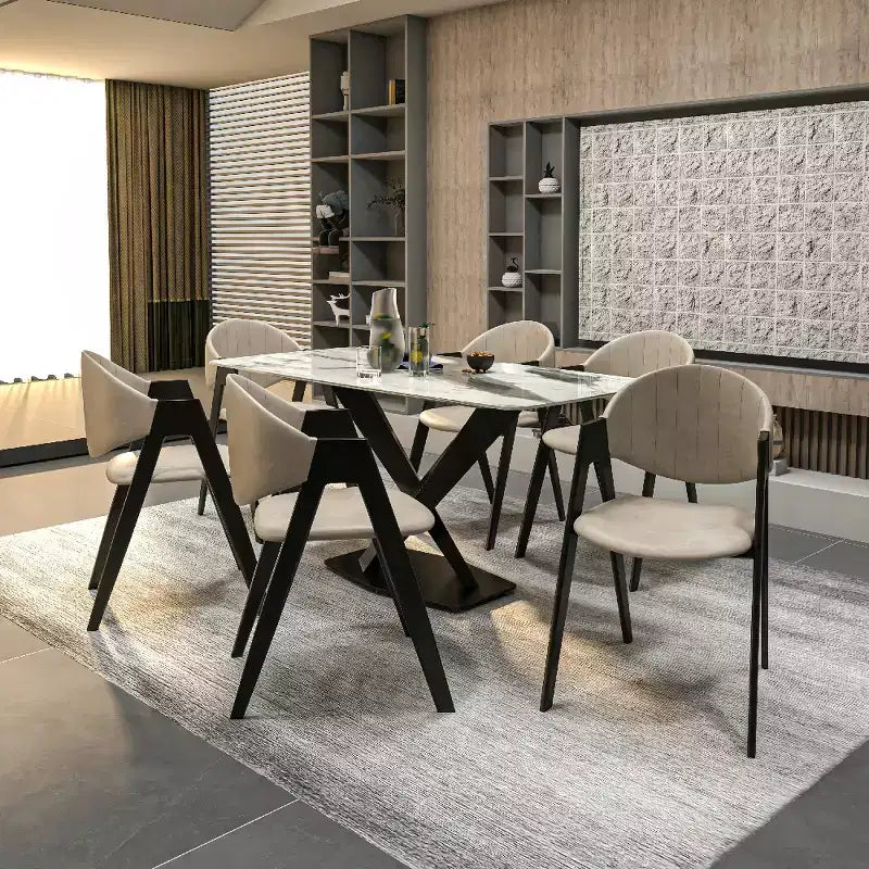 Savor Modern Dining Chair  Upholstered Side Chairs with Curved Back and Iron Frame Mid-Century Kitchen & Dining Room Chairs Set of 2