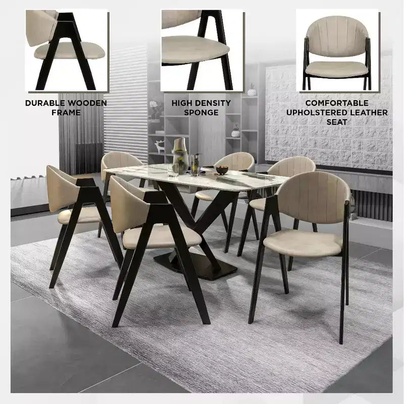 Savor Modern Dining Chair  Upholstered Side Chairs with Curved Back and Iron Frame Mid-Century Kitchen & Dining Room Chairs Set of 2