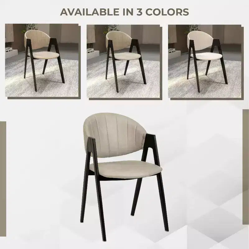Savor Modern Dining Chair  Upholstered Side Chairs with Curved Back and Iron Frame Mid-Century Kitchen & Dining Room Chairs Set of 2