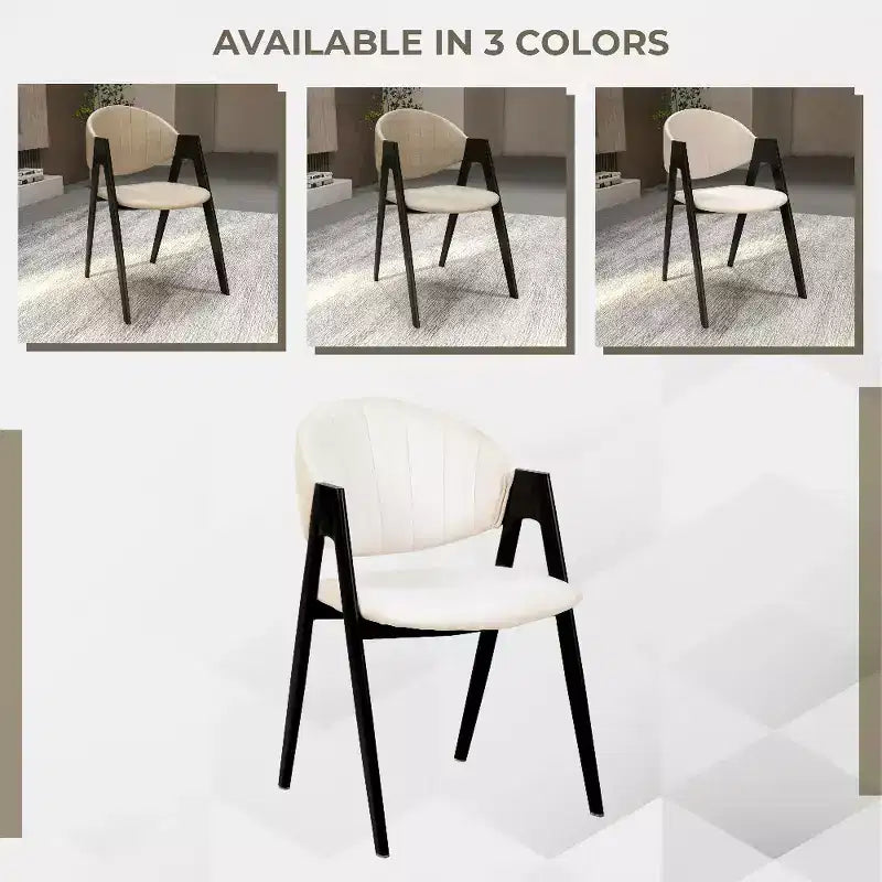 Savor Modern Dining Chair  Upholstered Side Chairs with Curved Back and Iron Frame Mid-Century Kitchen & Dining Room Chairs Set of 2