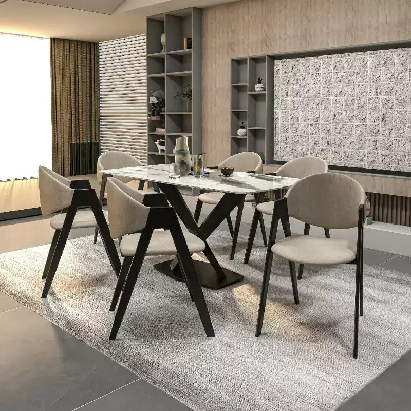 Savor Modern Dining Chair  Upholstered Side Chairs with Curved Back and Iron Frame Mid-Century Kitchen & Dining Room Chairs Set of 2