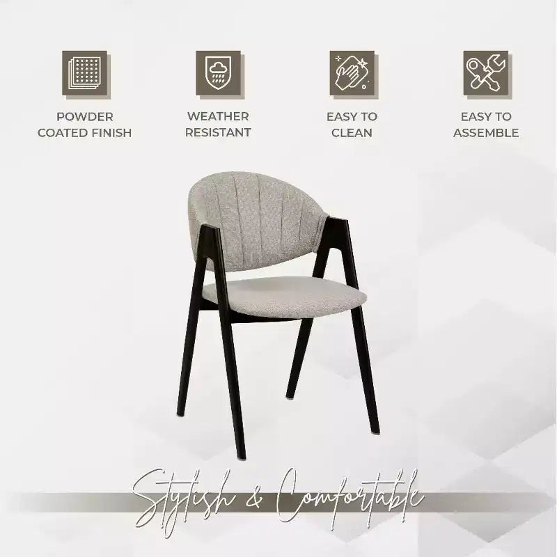 Savor Modern Dining Chair  Upholstered Side Chairs with Curved Back and Iron Frame Mid-Century Kitchen & Dining Room Chairs Set of 2
