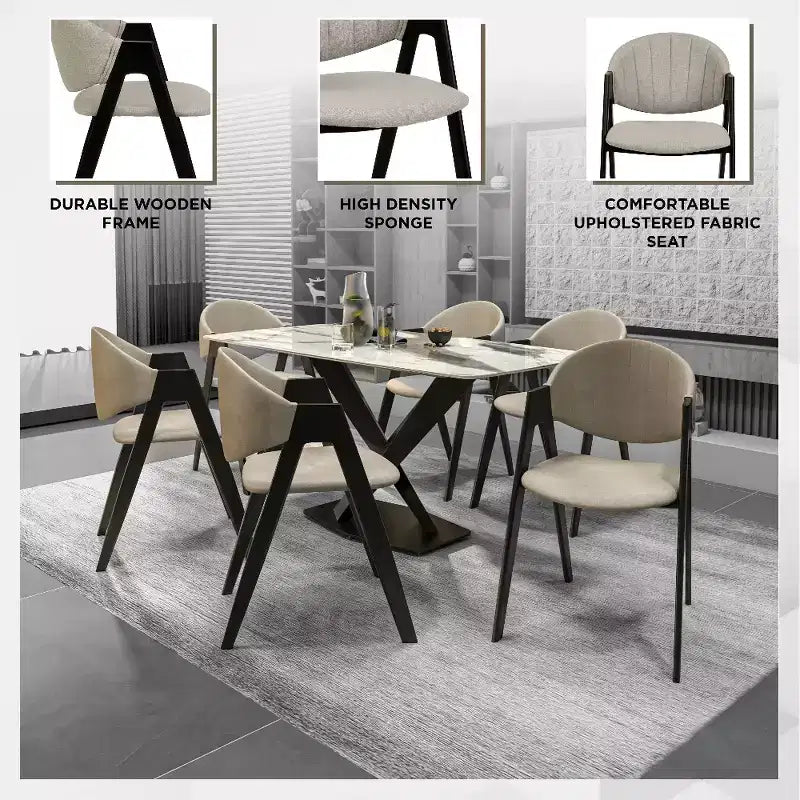 Savor Modern Dining Chair  Upholstered Side Chairs with Curved Back and Iron Frame Mid-Century Kitchen & Dining Room Chairs Set of 2