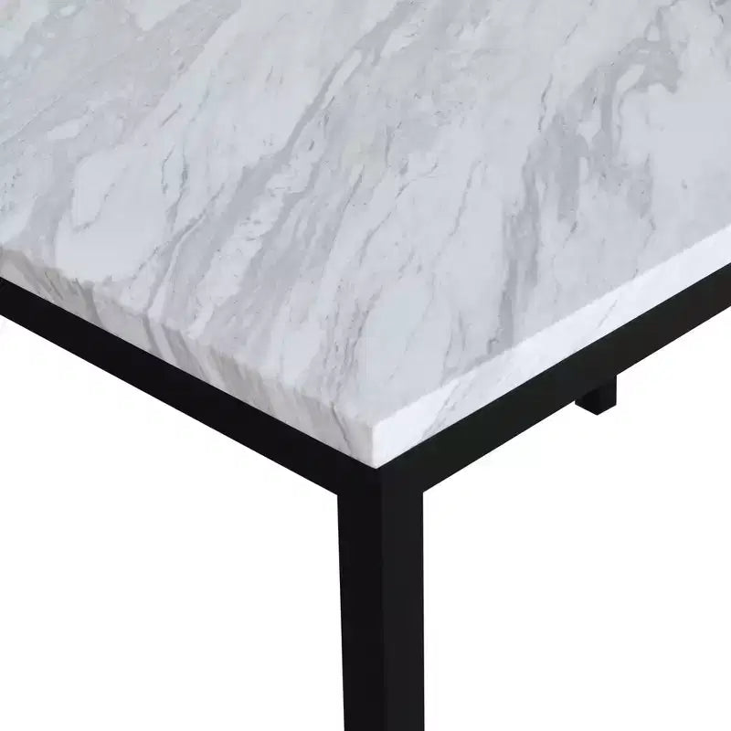 Dining Table 48 Modern Dining Table CKitchen Table with Faux Marble Top and Metal Legs for Dining Room, Living Room