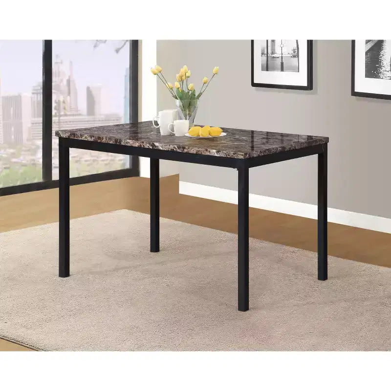Dining Table 48 Modern Dining Table CKitchen Table with Faux Marble Top and Metal Legs for Dining Room, Living Room