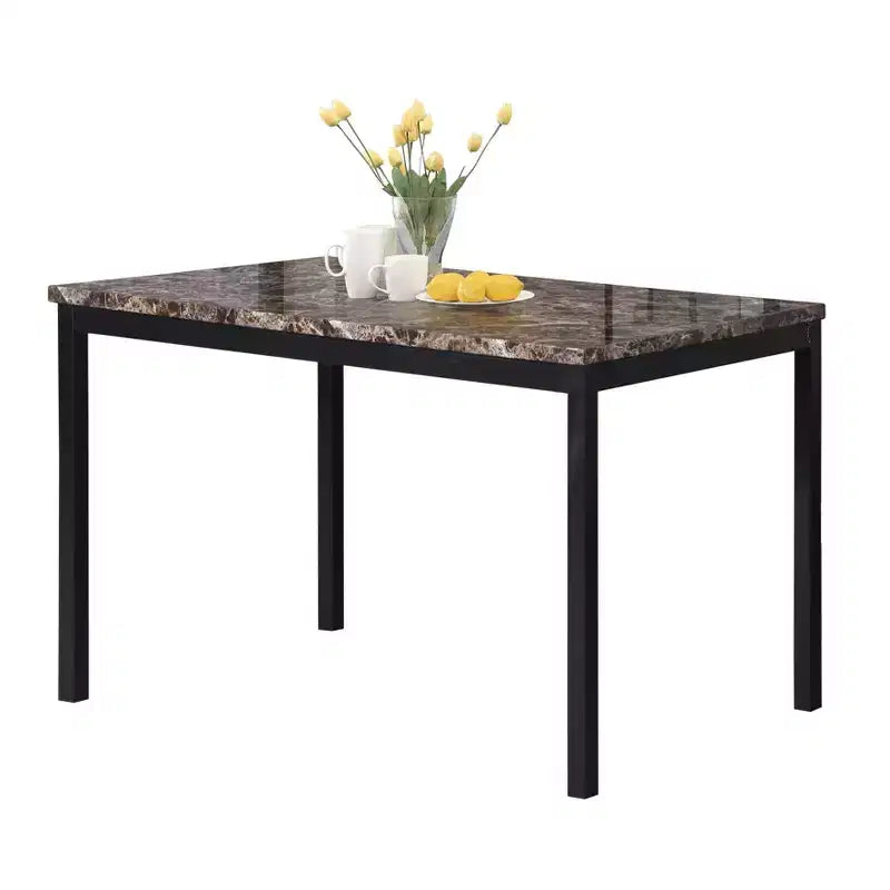 Dining Table 48 Modern Dining Table CKitchen Table with Faux Marble Top and Metal Legs for Dining Room, Living Room