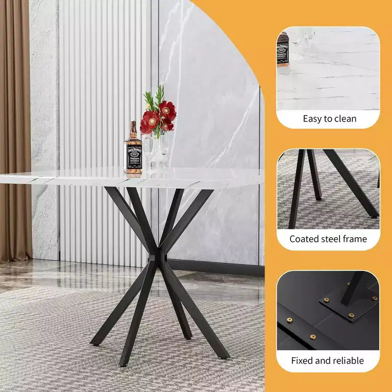 Square Dining Table Modern Dining Table for 4-6 Person, Coffee Table for Kitchen Dining Room, Office