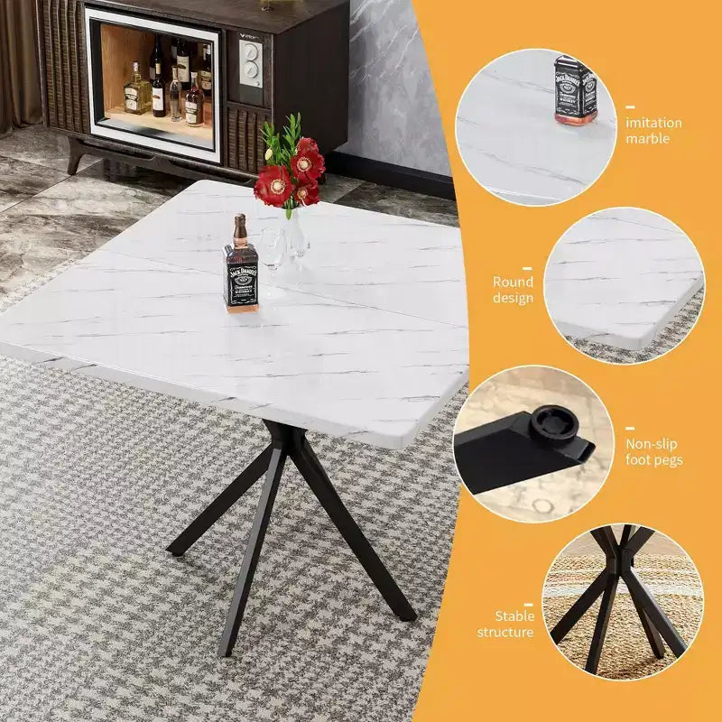 Square Dining Table Modern Dining Table for 4-6 Person, Coffee Table for Kitchen Dining Room, Office