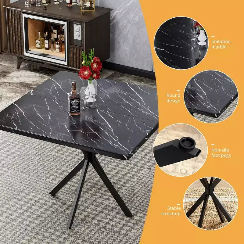 Square Dining Table Modern Dining Table for 4-6 Person, Coffee Table for Kitchen Dining Room, Office