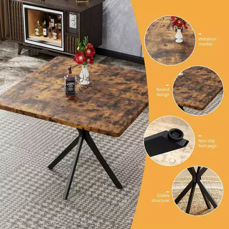 Square Dining Table Modern Dining Table for 4-6 Person, Coffee Table for Kitchen Dining Room, Office