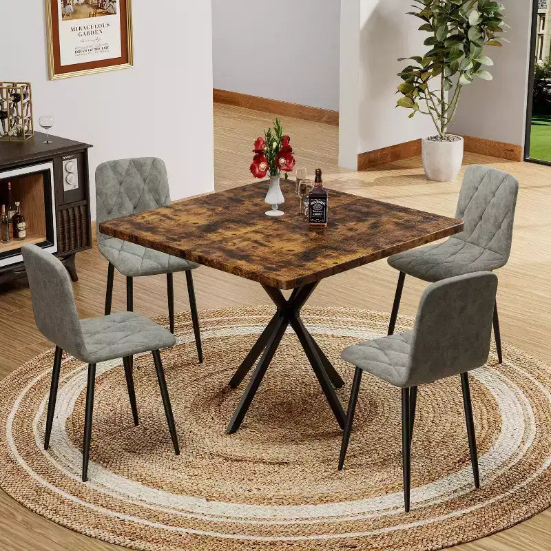 Square Dining Table Modern Dining Table for 4-6 Person, Coffee Table for Kitchen Dining Room, Office