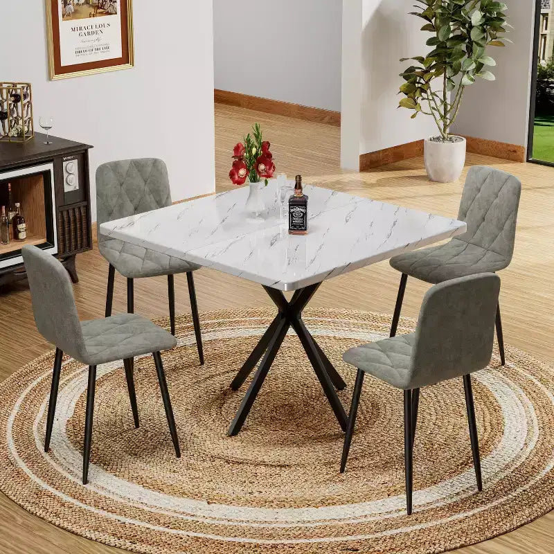 Square Dining Table Modern Dining Table for 4-6 Person, Coffee Table for Kitchen Dining Room, Office