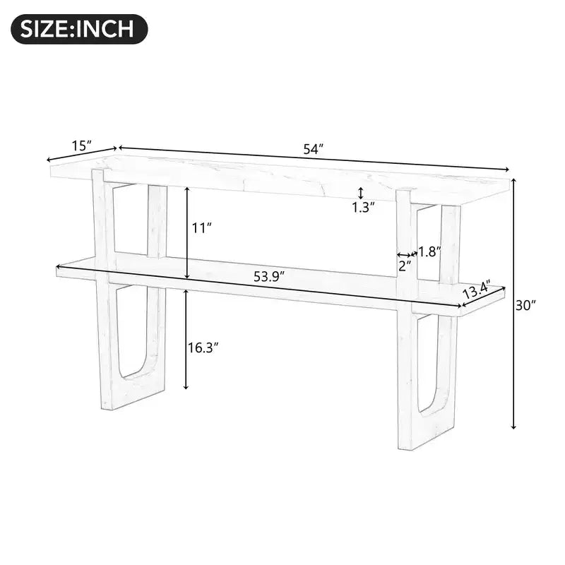 Console Table with Marble Effect Top Open Shelf For Hallway Living Room Espresso