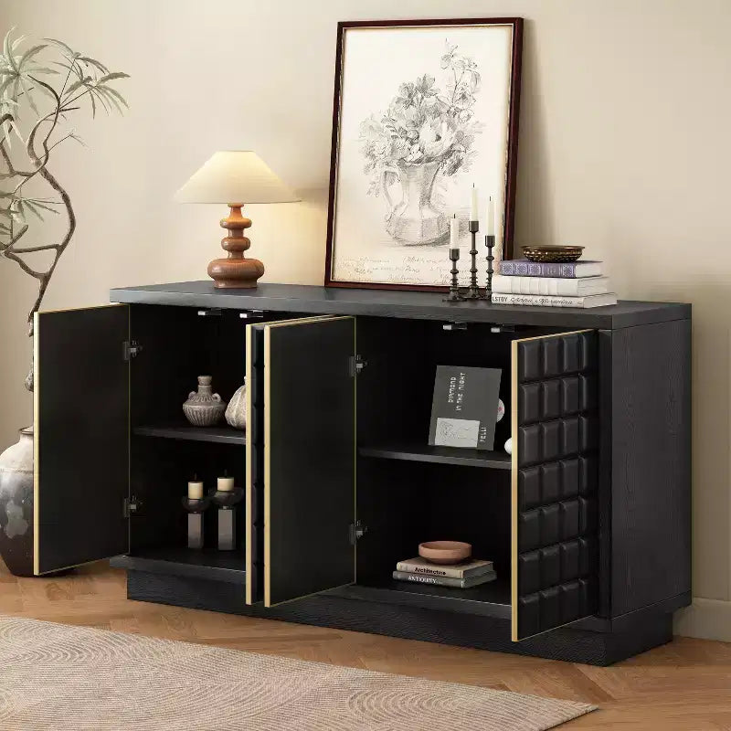 Viviana 58.6'' Modern Storage Cabinet with 4 Doors and Adjustable Shelves