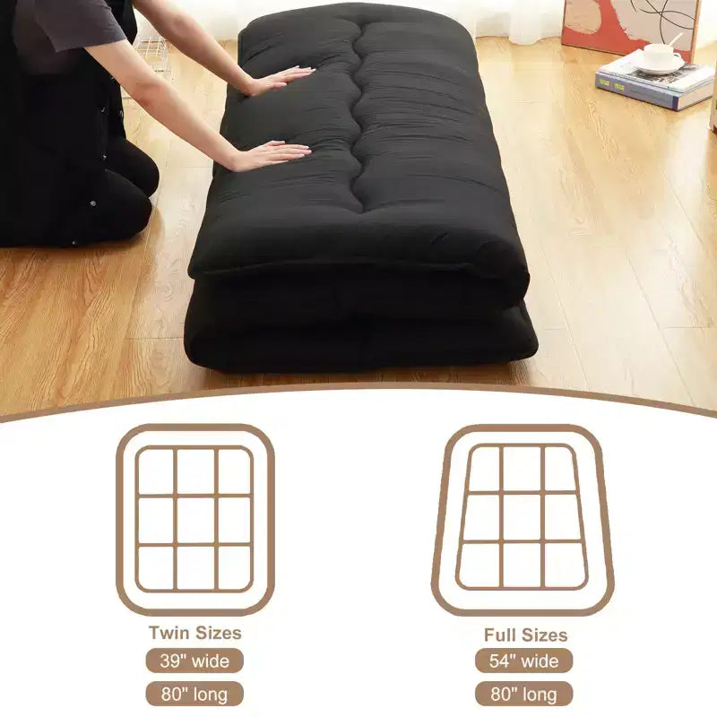 Japanese Floor Futon Mattress  Thick Tatami Sleeping Pad, Portable Roll-Up Bed for Home & Camping