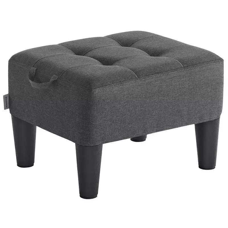 Foot Stool Ottoman with Legs - Linen-Look Fabric, 330 lb Capacity, Hidden Storage, for Living Room/Bedroom