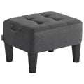Foot Stool Ottoman with Legs - Linen-Look Fabric, 330 lb Capacity, Hidden Storage, for Living Room/Bedroom