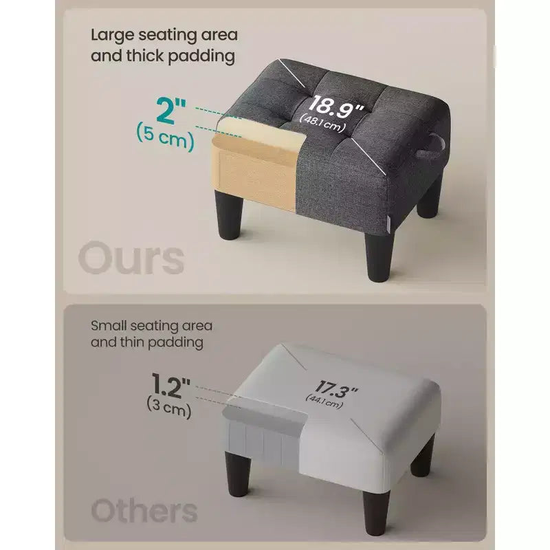 Foot Stool Ottoman with Legs - Linen-Look Fabric, 330 lb Capacity, Hidden Storage, for Living Room/Bedroom