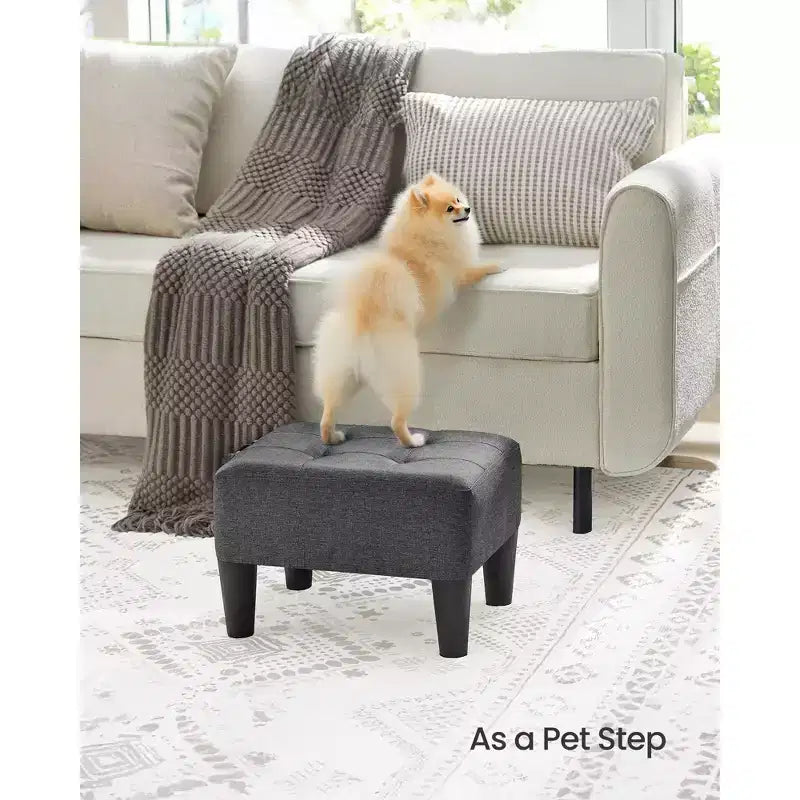 Foot Stool Ottoman with Legs - Linen-Look Fabric, 330 lb Capacity, Hidden Storage, for Living Room/Bedroom