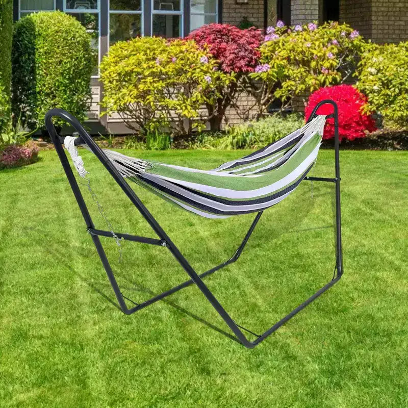 Heavy-Duty Portable Hammock Stand - 550lb Capacity, Fits 9.5-14ft Hammocks, Steel Frame for Indoor/Outdoor, Black