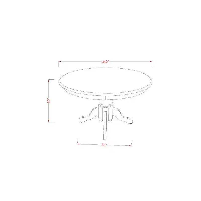 3-Pc Linen white Solid Wood Top - Round Upholstered Dining Room Set - Seats 4