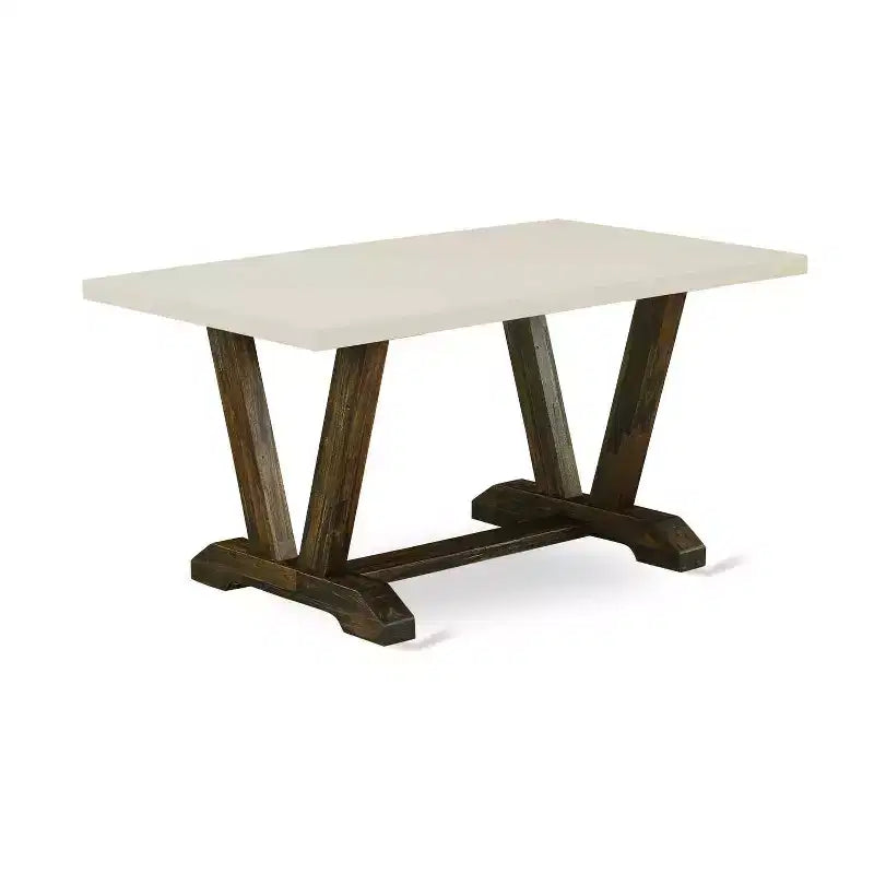 5-Piece Distressed Jacobean Finish Solid Wood Top Dining Table with 4 Parson Chair