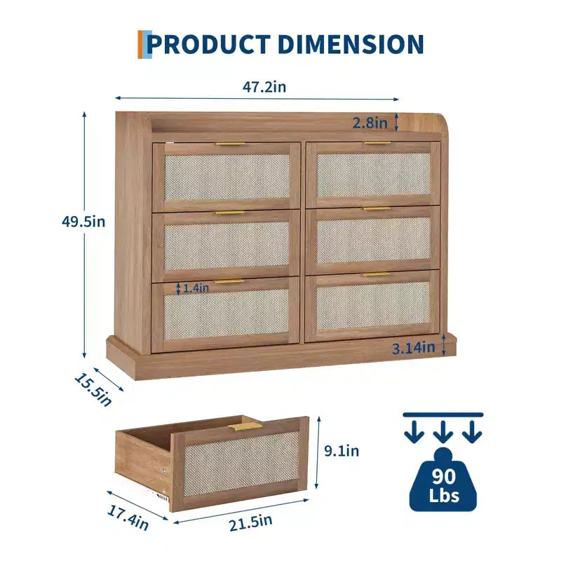 Sturdy 6-Drawer Fabric Dresser - Desktop Storage Solution with Metal and Plastic Support Tubes for Bedroom, Dorm, Entryway, and Organization