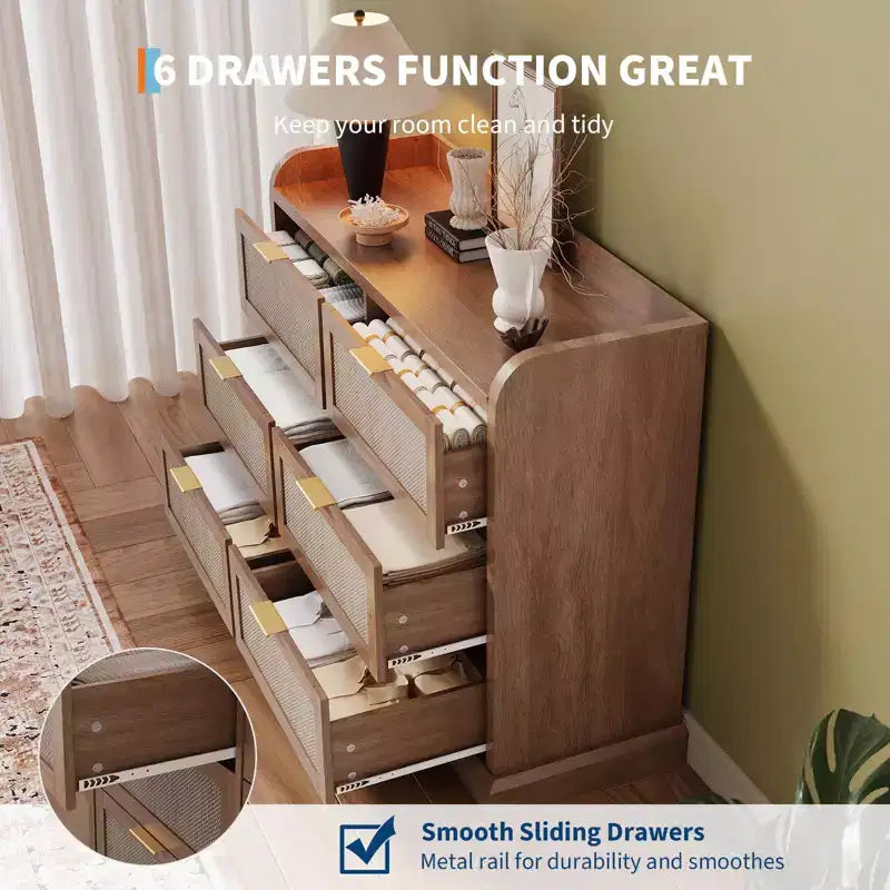 Sturdy 6-Drawer Fabric Dresser - Desktop Storage Solution with Metal and Plastic Support Tubes for Bedroom, Dorm, Entryway, and Organization