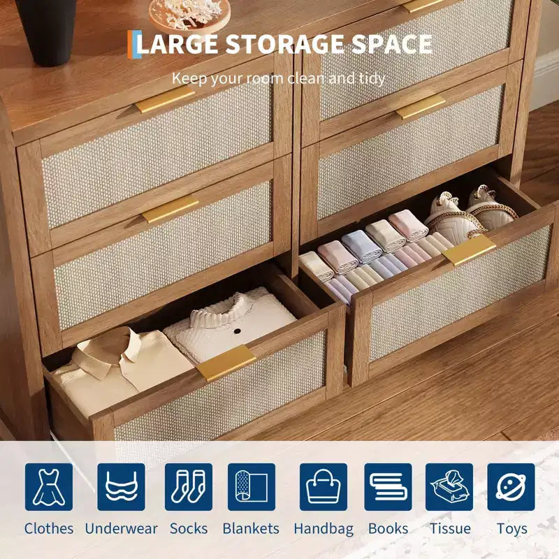 Sturdy 6-Drawer Fabric Dresser - Desktop Storage Solution with Metal and Plastic Support Tubes for Bedroom, Dorm, Entryway, and Organization